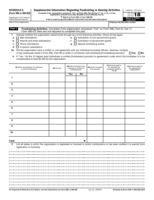 IRS Form 990 (990-EZ) Schedule G 2018 Printable Pdf