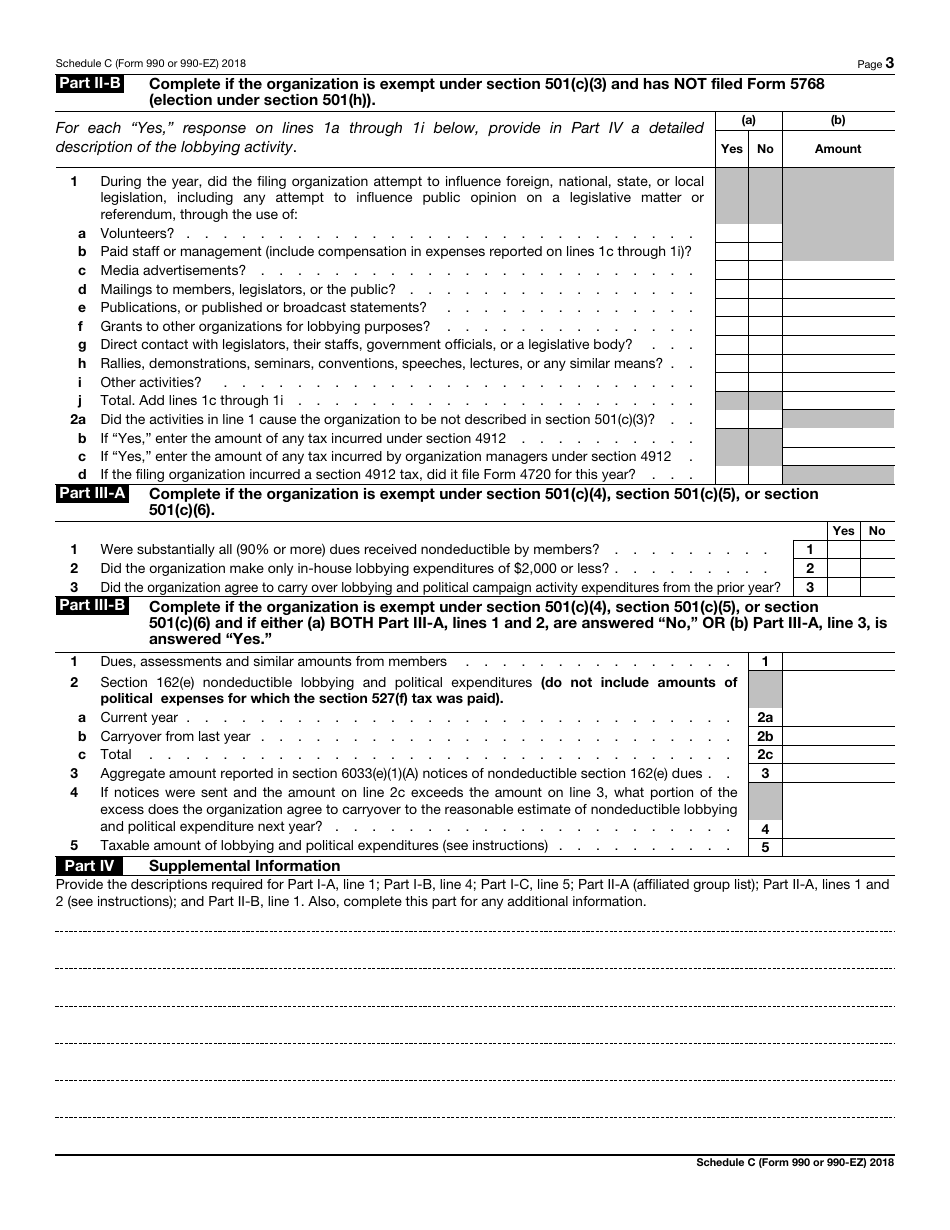 IRS Form 990 (990-EZ) Schedule C Political Campaign and Lobbying Activities, Page 3