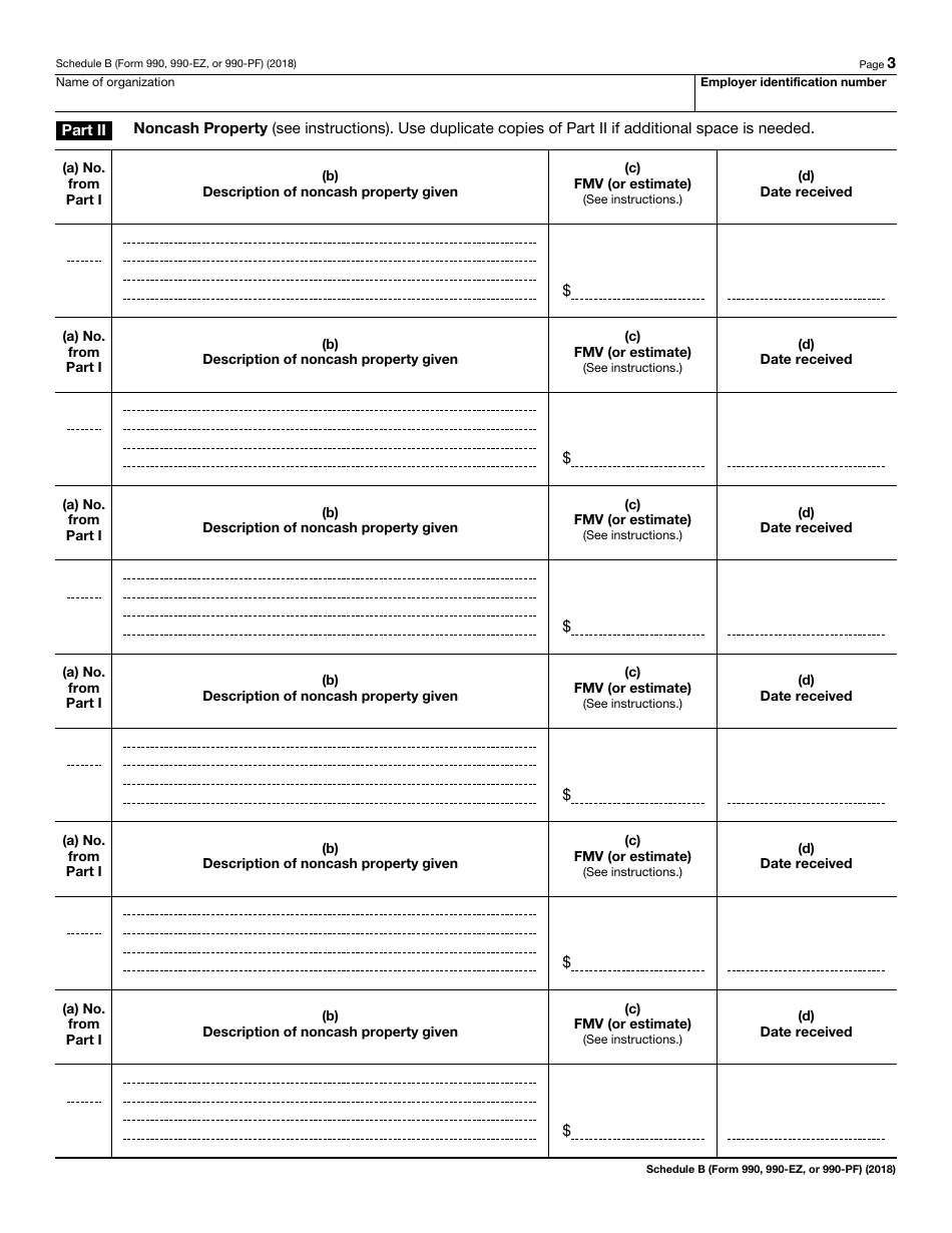 IRS Form 990 (990-PF; 990-EZ) Schedule B Schedule of Contributors, Page 3