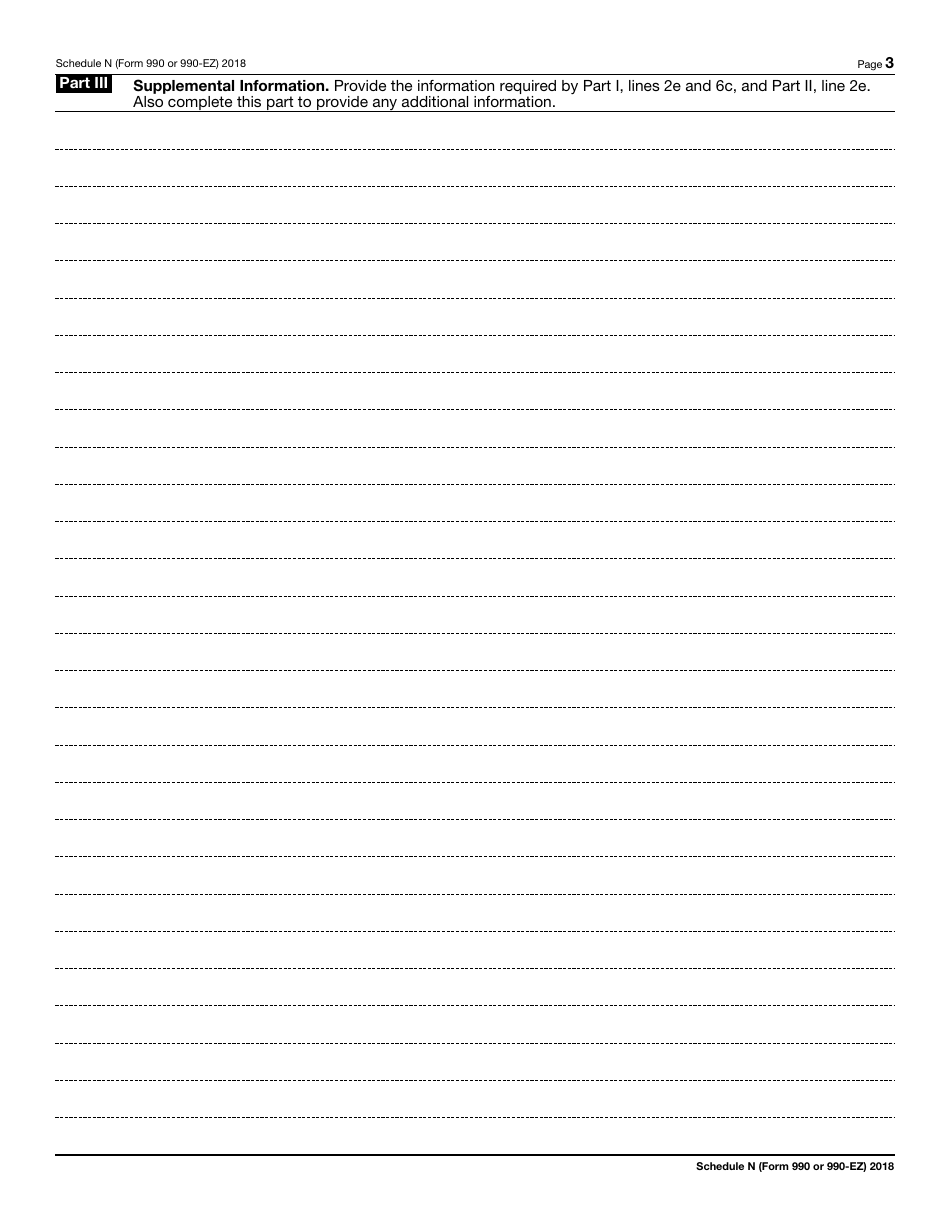 IRS Form 990 (990-EZ) Schedule N IRS Form 990-ez Schedule N - Liquidation, Termination, Dissolution, or Significant Disposition of Assets, Page 3