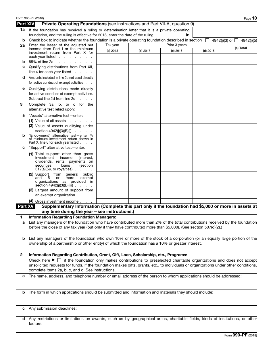 IRS Form 990-PF Return of Private Foundation or Section 4947(A)(1) Trust Treated as Private Foundation, Page 10