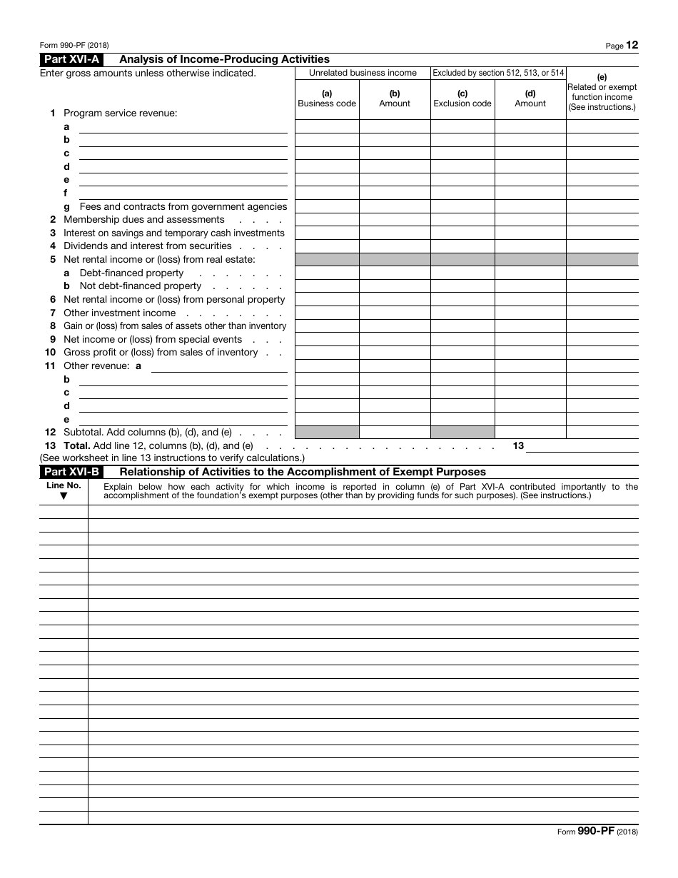 IRS Form 990-PF Return of Private Foundation or Section 4947(A)(1) Trust Treated as Private Foundation, Page 12