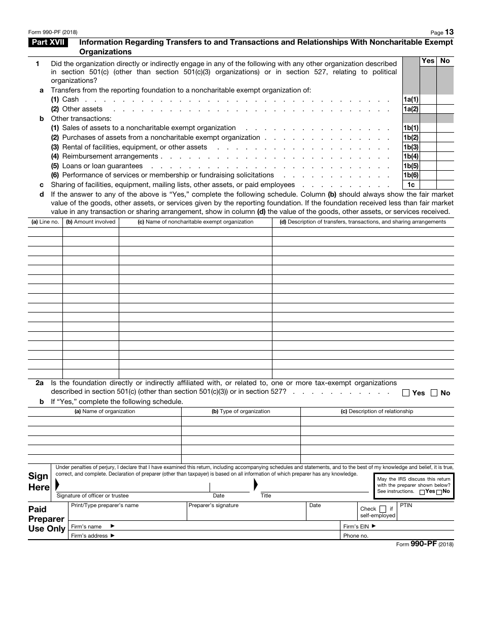IRS Form 990-PF Return of Private Foundation or Section 4947(A)(1) Trust Treated as Private Foundation, Page 13