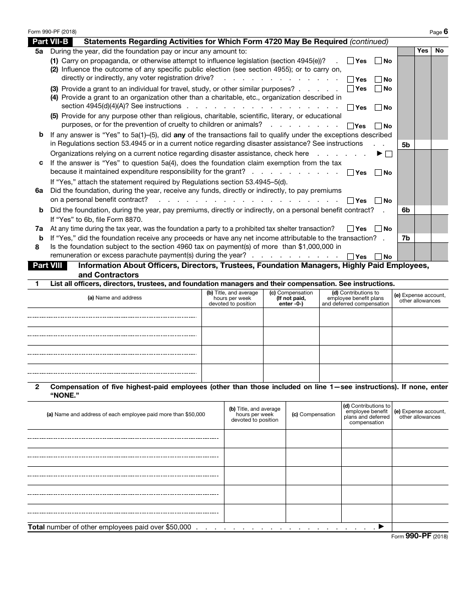 IRS Form 990-PF Return of Private Foundation or Section 4947(A)(1) Trust Treated as Private Foundation, Page 6