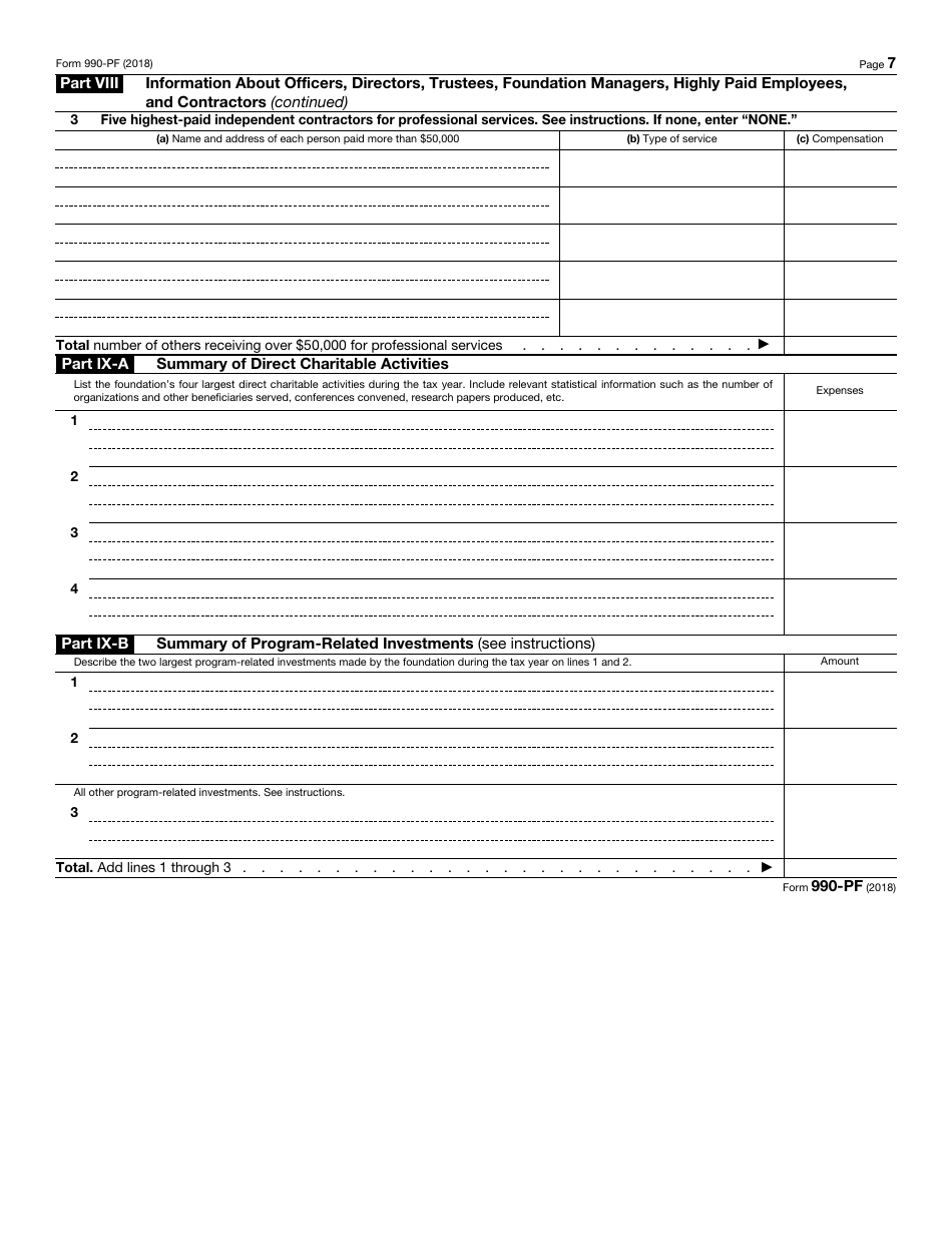 IRS Form 990-PF Return of Private Foundation or Section 4947(A)(1) Trust Treated as Private Foundation, Page 7
