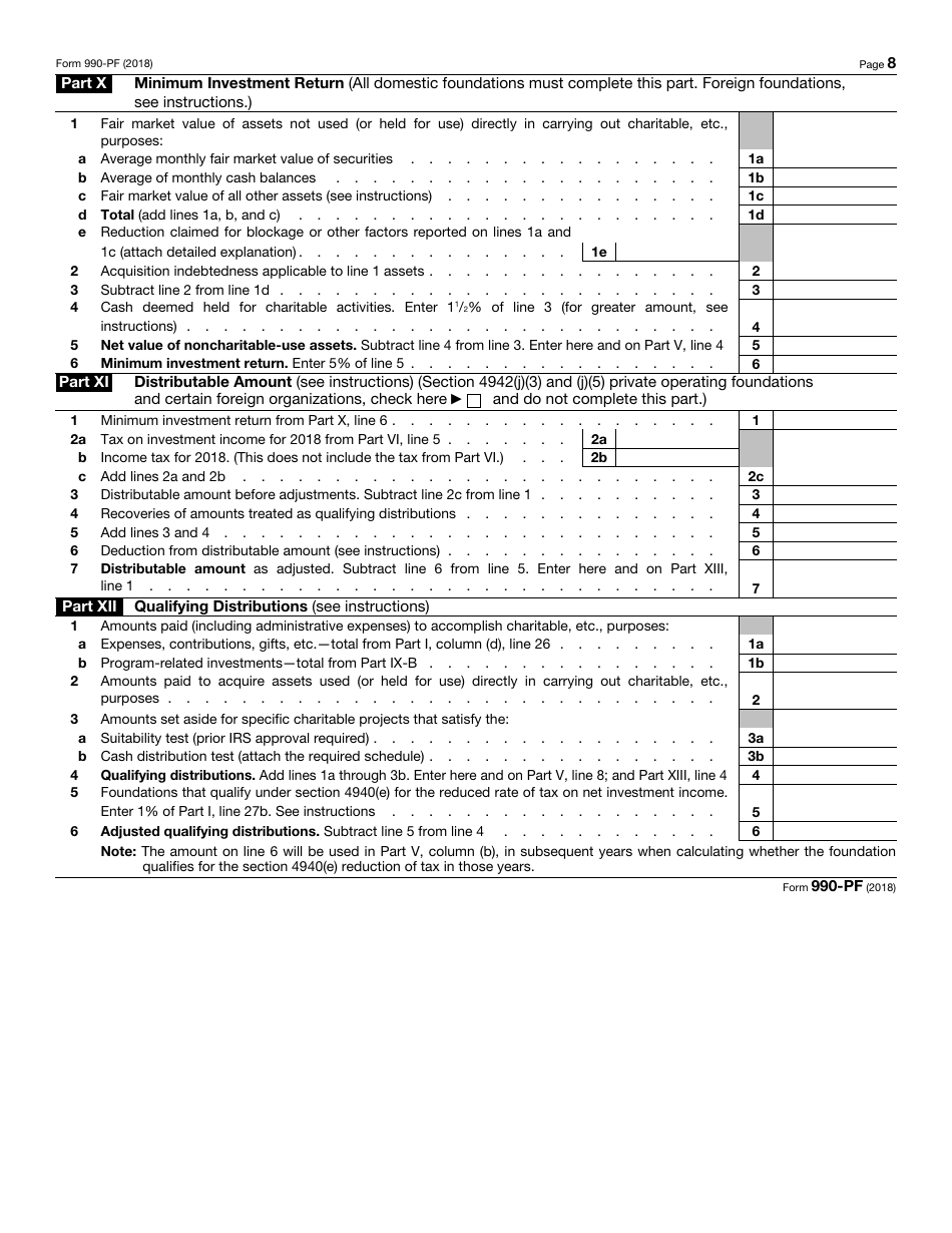 IRS Form 990-PF Return of Private Foundation or Section 4947(A)(1) Trust Treated as Private Foundation, Page 8