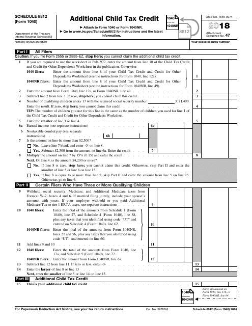IRS Form 1040 Schedule 8812 Download Fillable PDF or Fill Online