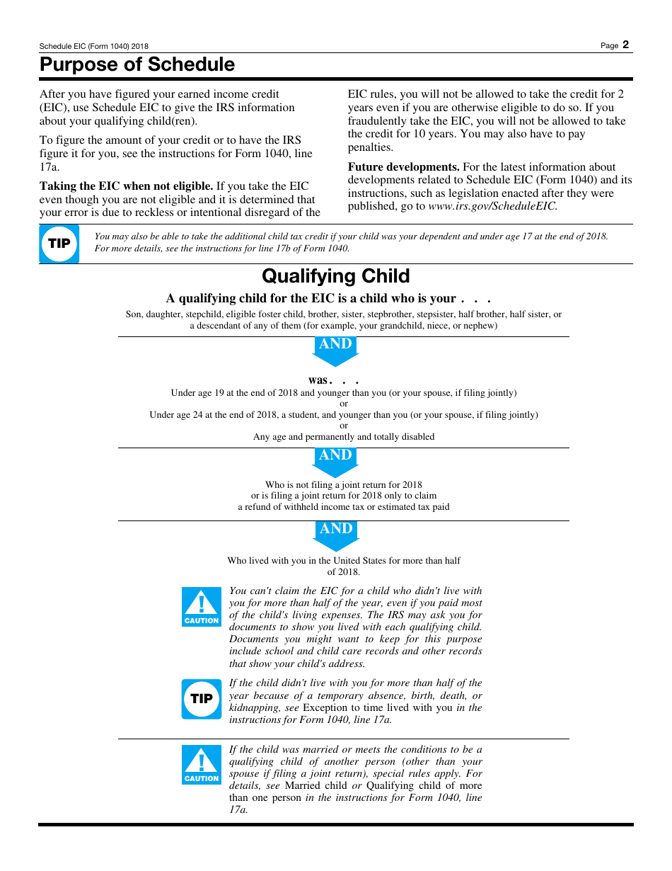 IRS Form 1040 Schedule EIC Download Fillable PDF or Fill Online Earned