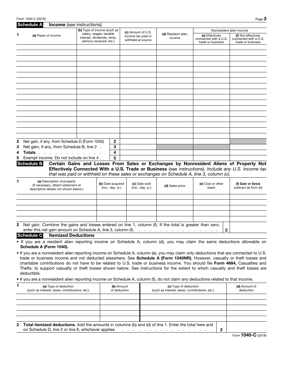 IRS Form 1040-C U.S. Departing Alien Income Tax Return, Page 3