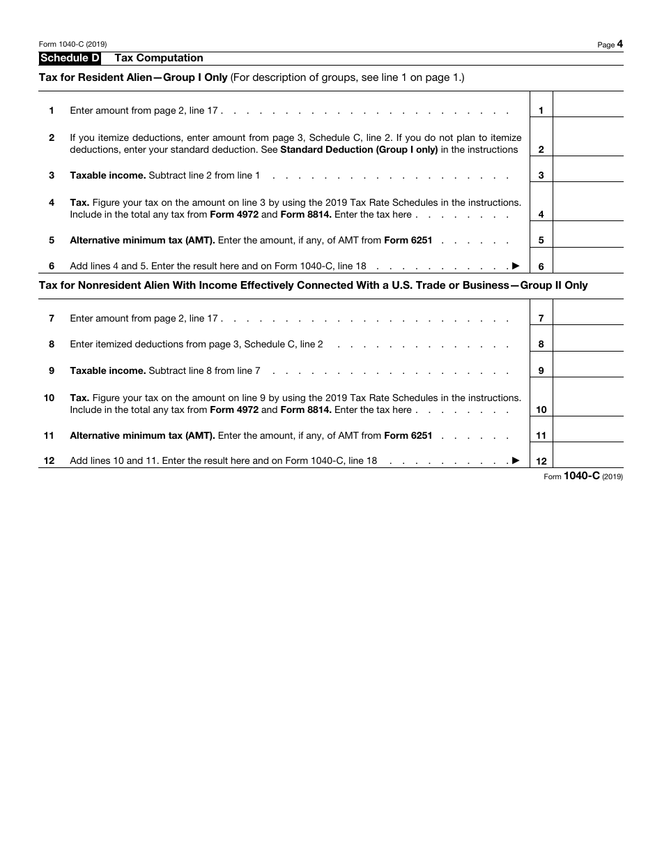 IRS Form 1040-C U.S. Departing Alien Income Tax Return, Page 4