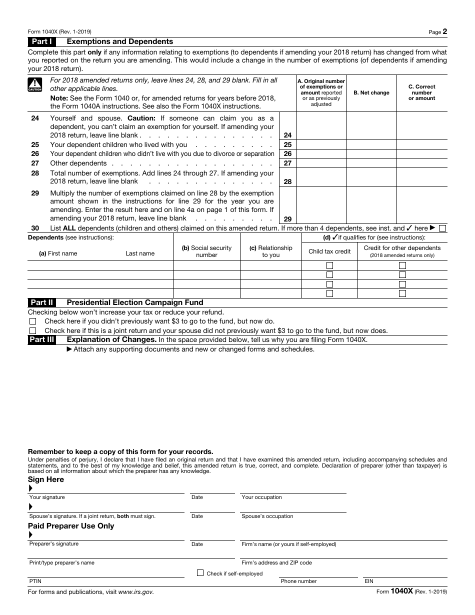 Irs Form 1040x Download Fillable Pdf Or Fill Online Amended Us Individual Income Tax Return 4325
