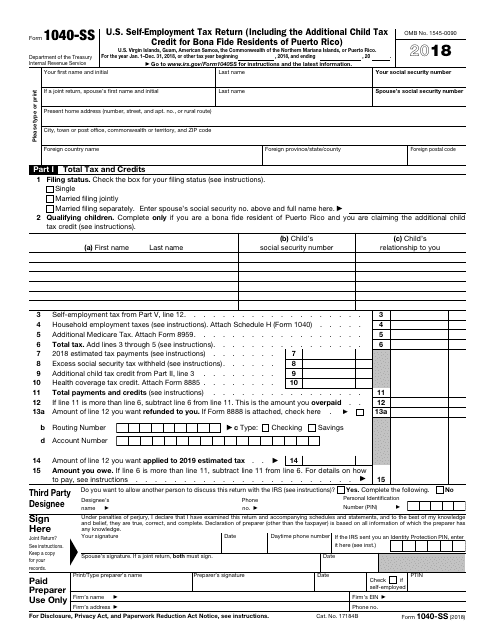 IRS Form 1040-SS 2018 Printable Pdf