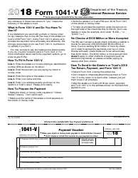 IRS Form 1041-V Download Fillable PDF or Fill Online Payment Voucher