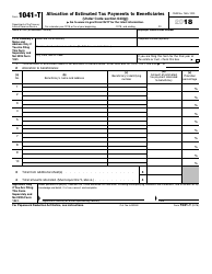 Document preview: IRS Form 1041-T Allocation of Estimated Tax Payments to Beneficiaries