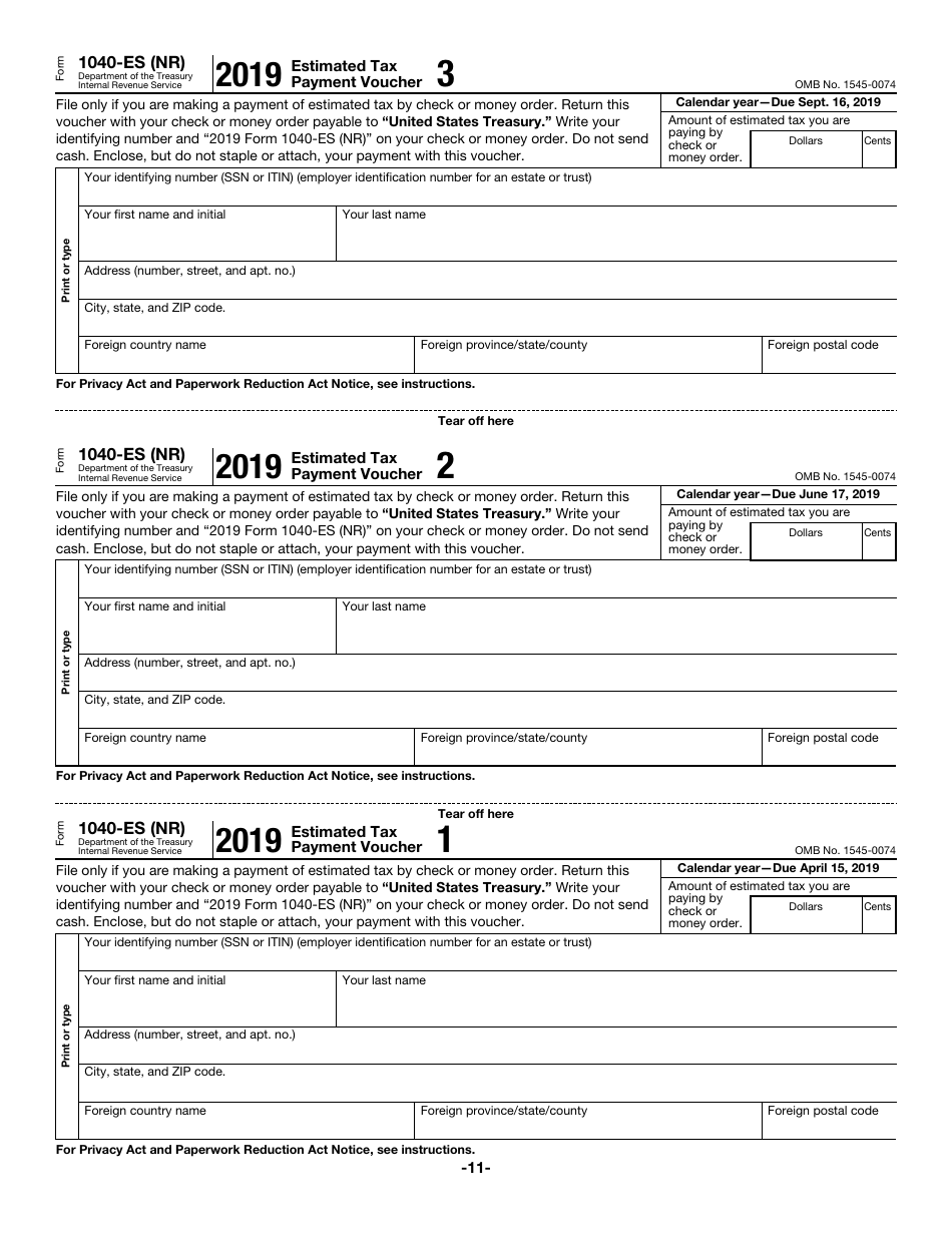 IRS Form 1040-ES (NR) U.S. Estimated Tax for Nonresident Alien Individuals, Page 11