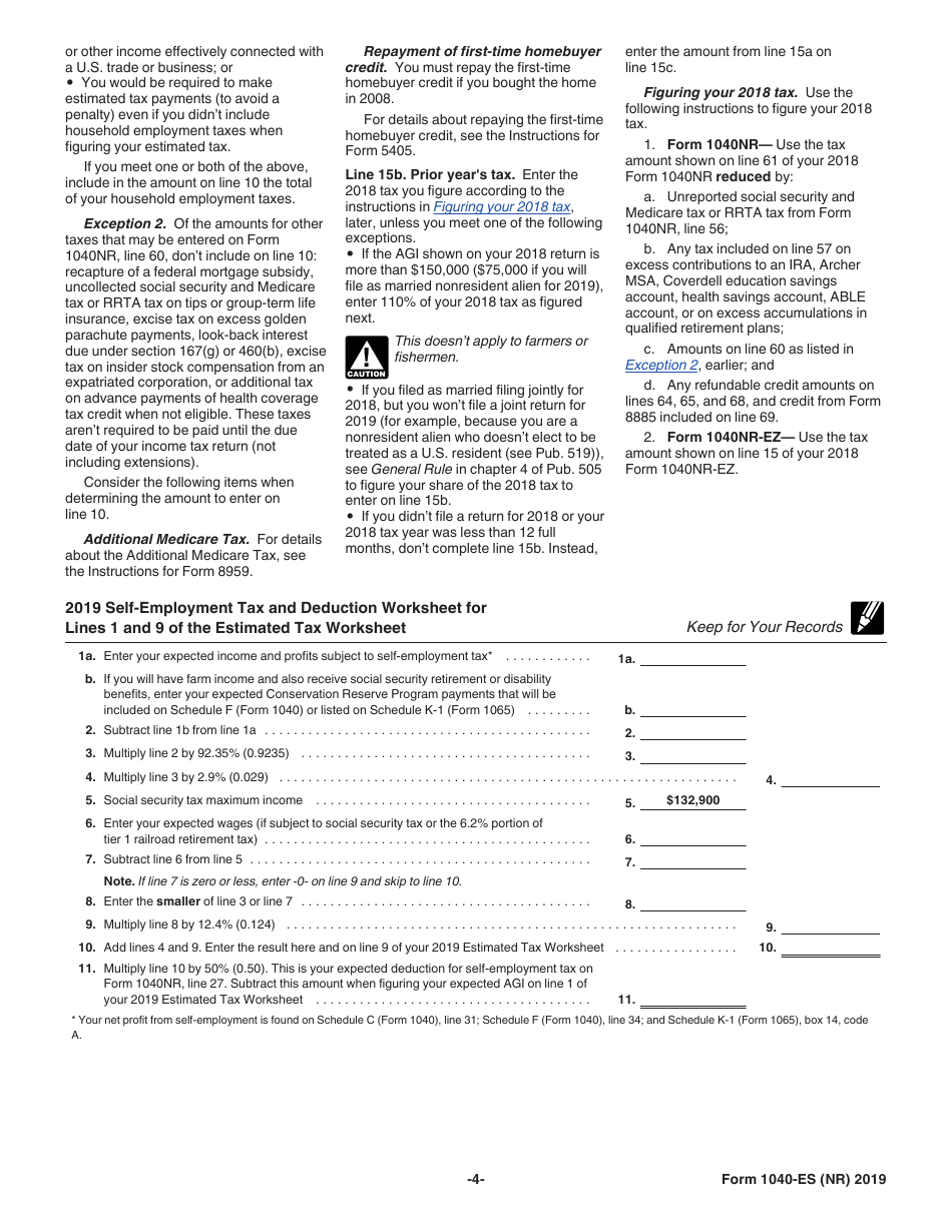 IRS Form 1040-ES (NR) U.S. Estimated Tax for Nonresident Alien Individuals, Page 4