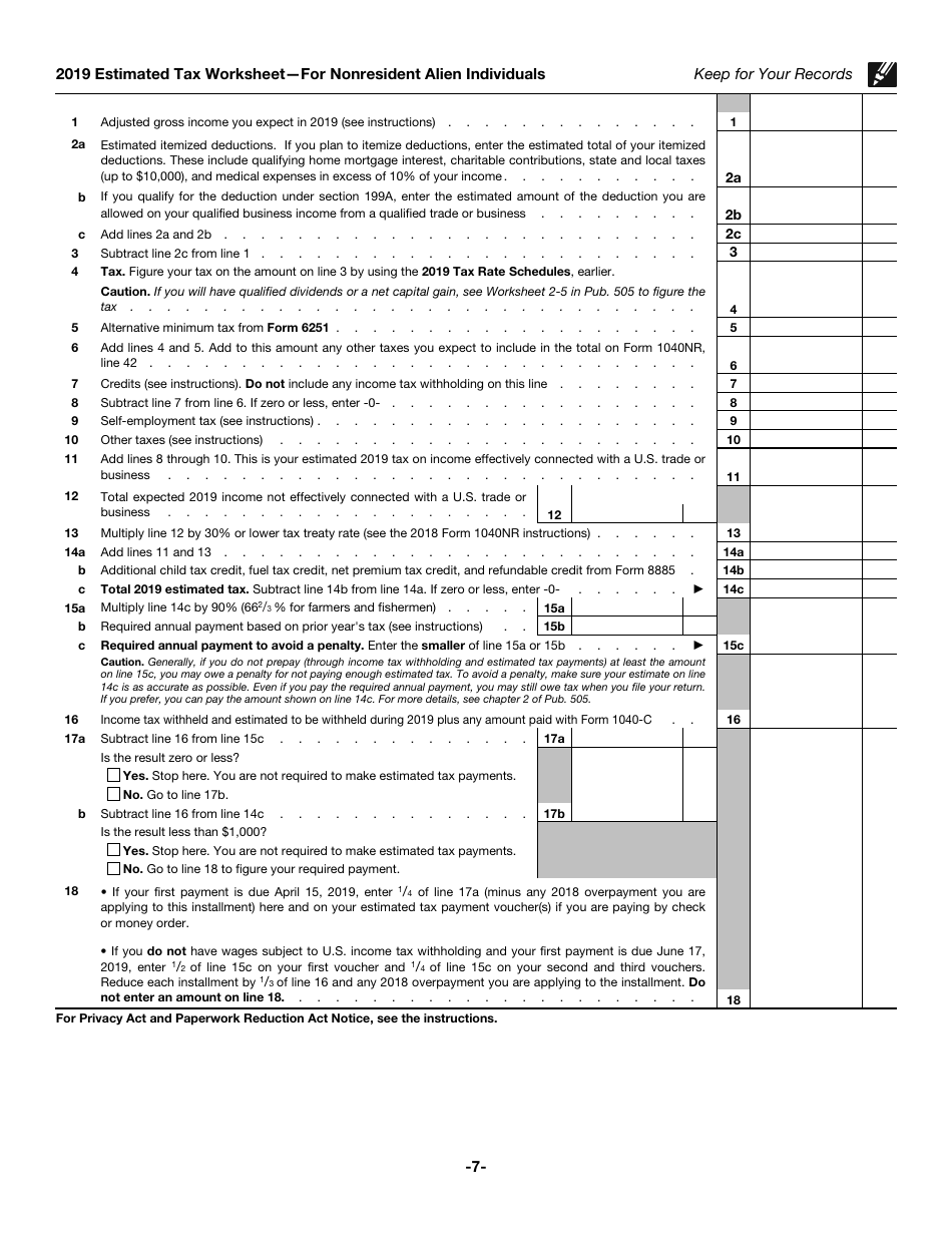 IRS Form 1040-ES (NR) U.S. Estimated Tax for Nonresident Alien Individuals, Page 7