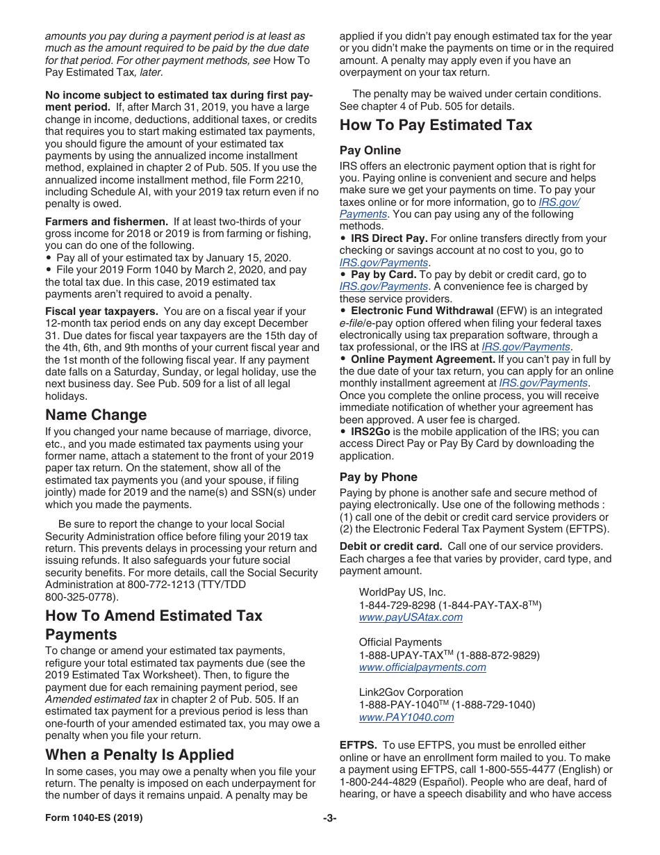 IRS Form 1040-ES Estimated Tax for Individuals, Page 3
