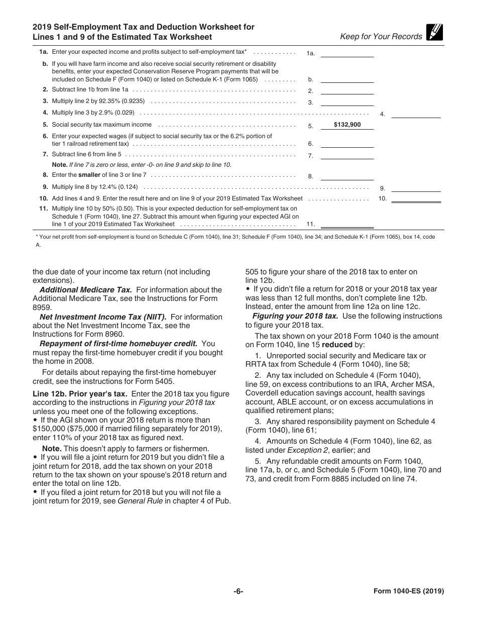 IRS Form 1040-ES Estimated Tax for Individuals, Page 6