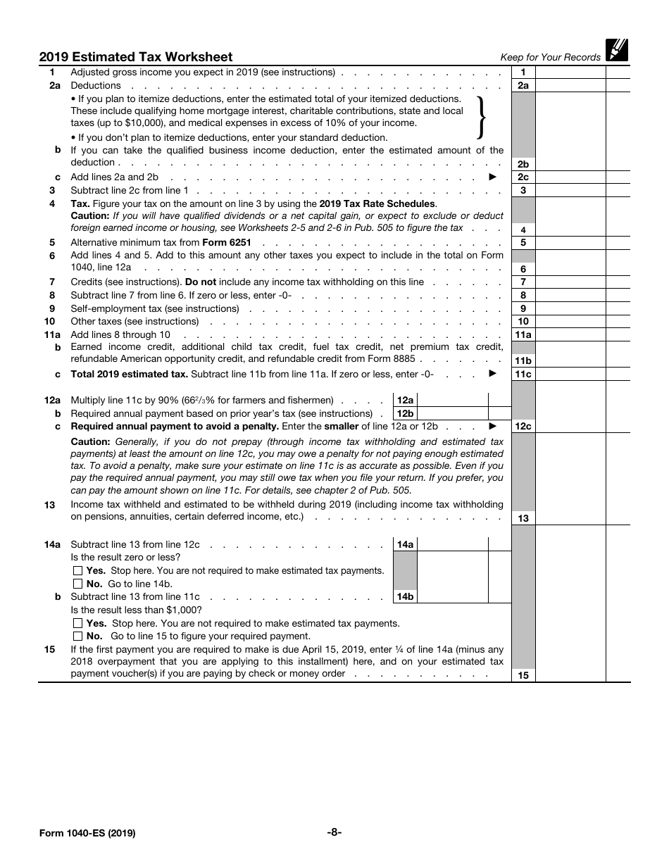 IRS Form 1040-ES Estimated Tax for Individuals, Page 8