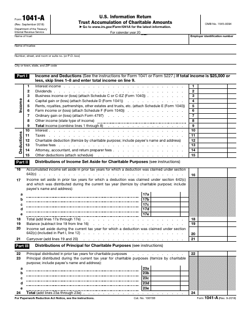 IRS Form 1041-A  Printable Pdf