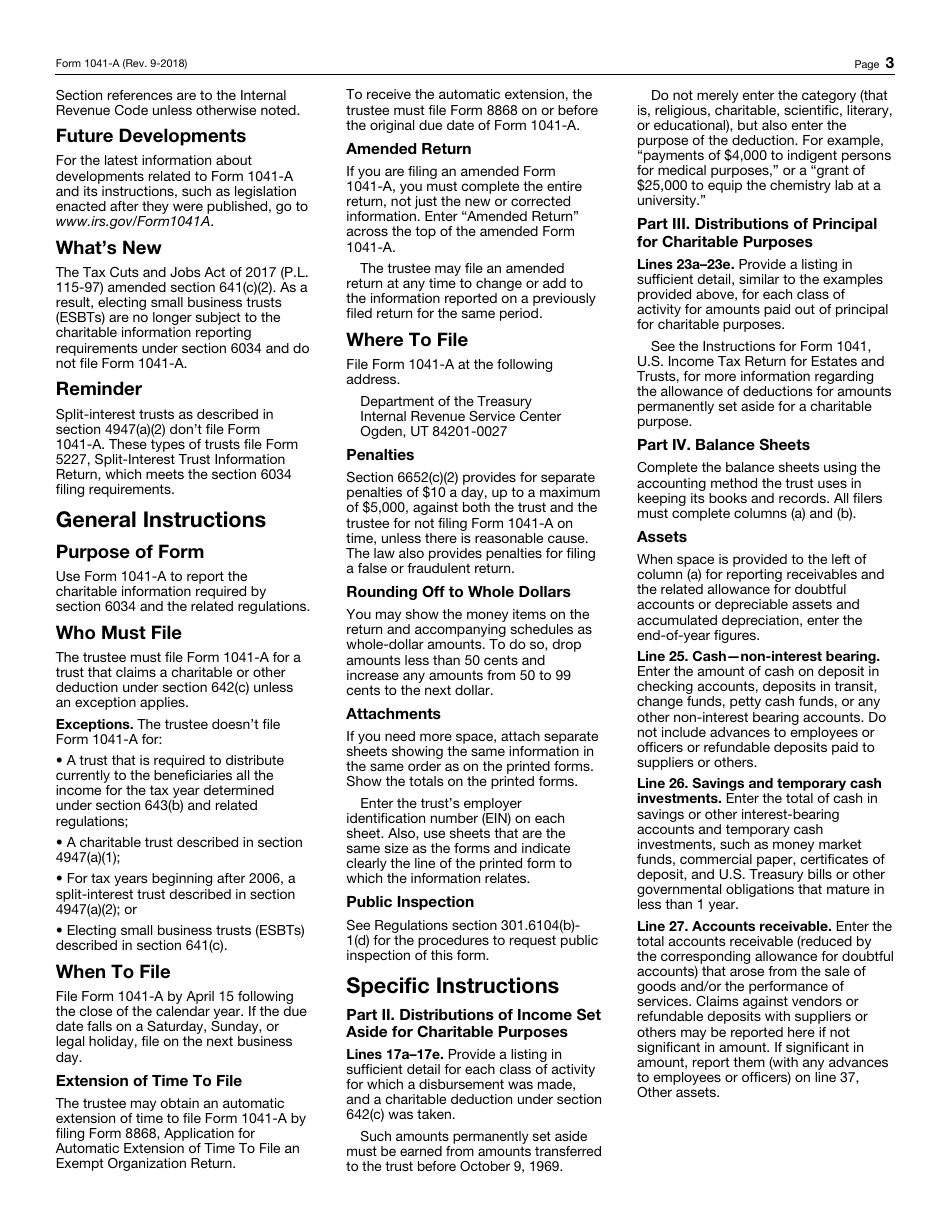 IRS Form 1041-A U.S. Information Return Trust Accumulation of Charitable Amounts, Page 3