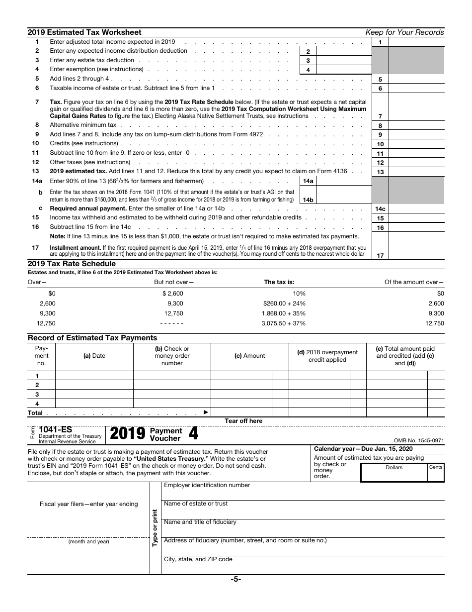 IRS Form 1041-ES Estimated Income Tax for Estates and Trusts, Page 5
