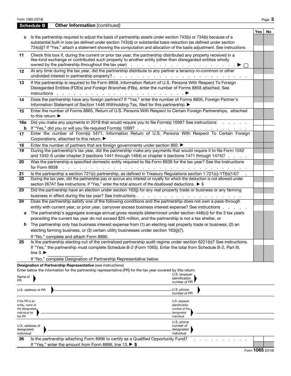 IRS Form 1065 - 2018 - Fill Out, Sign Online And Download Fillable PDF ...