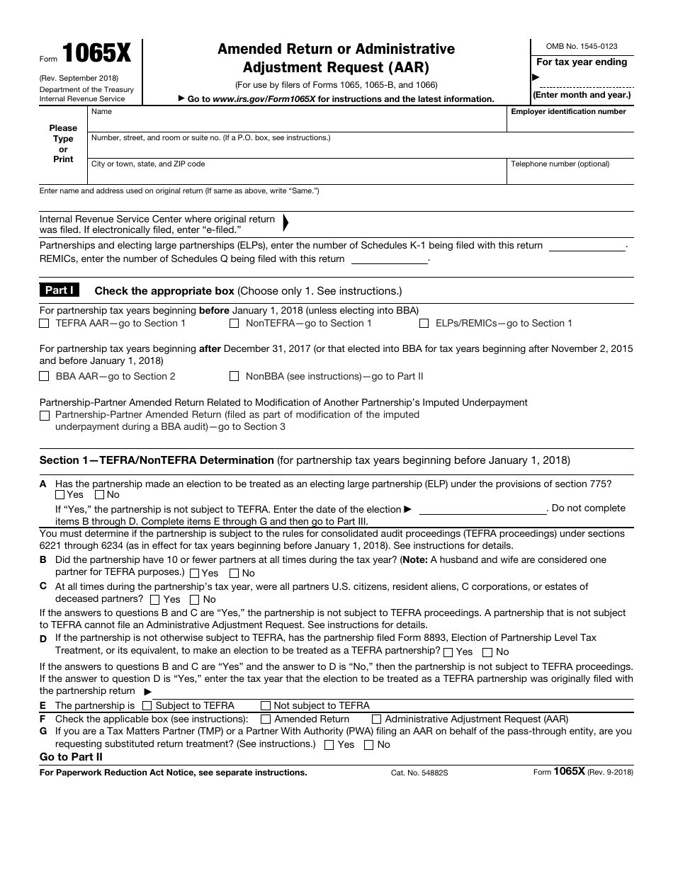 IRS Form 1065X Download Fillable PDF or Fill Online Amended Return or ...