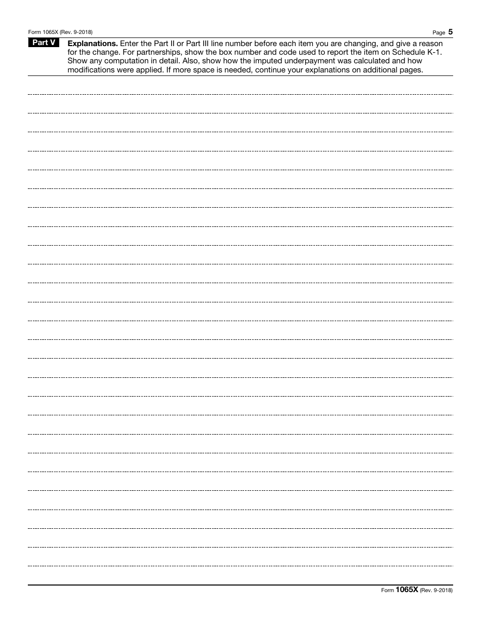 IRS Form 1065X Amended Return or Administrative Adjustment Request (AAR), Page 5