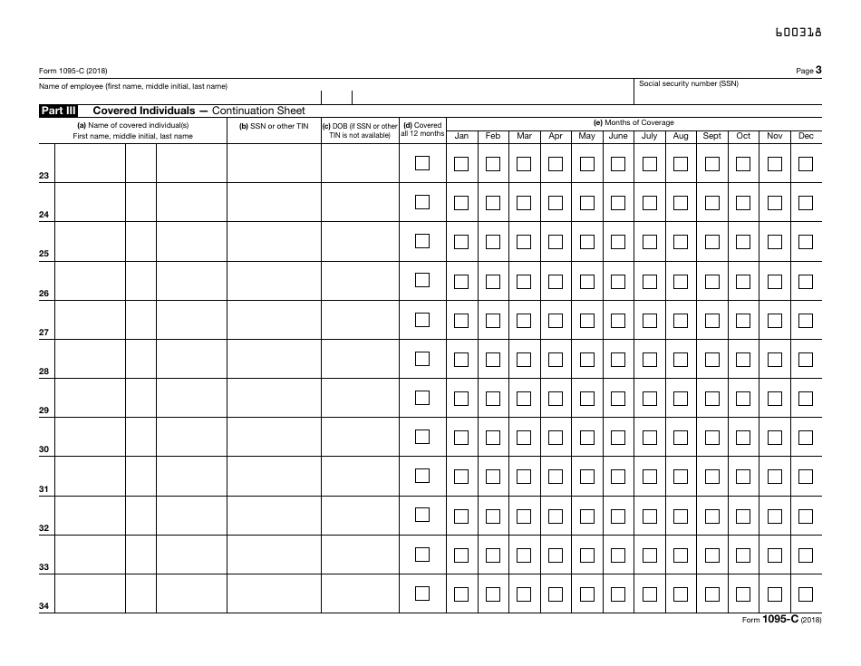 IRS Form 1095-C Employer-Provided Health Insurance Offer and Coverage, Page 3