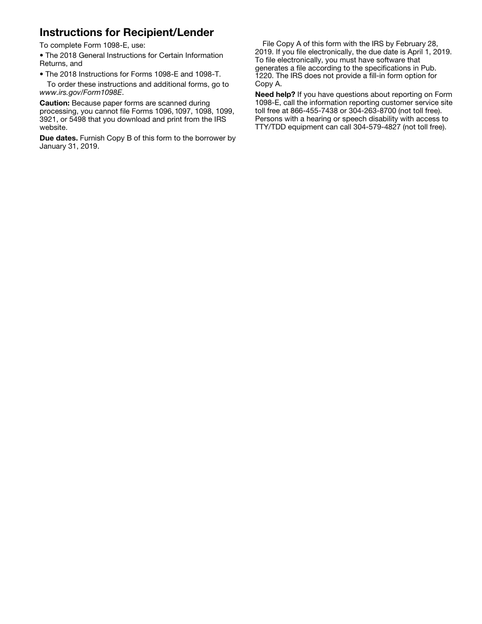 IRS Form 1098-E Student Loan Interest Statement, Page 6