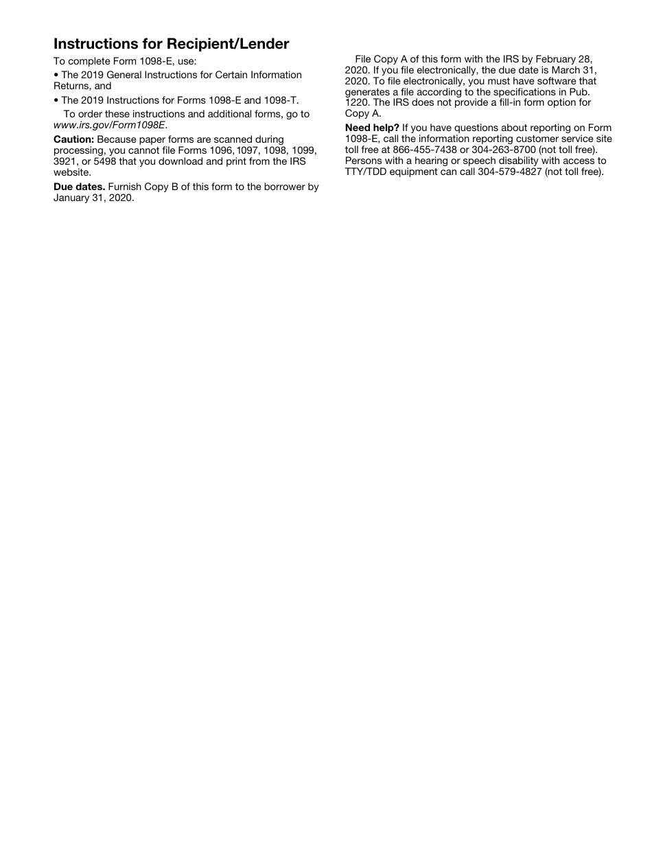 IRS Form 1098-E Student Loan Interest Statement, Page 6