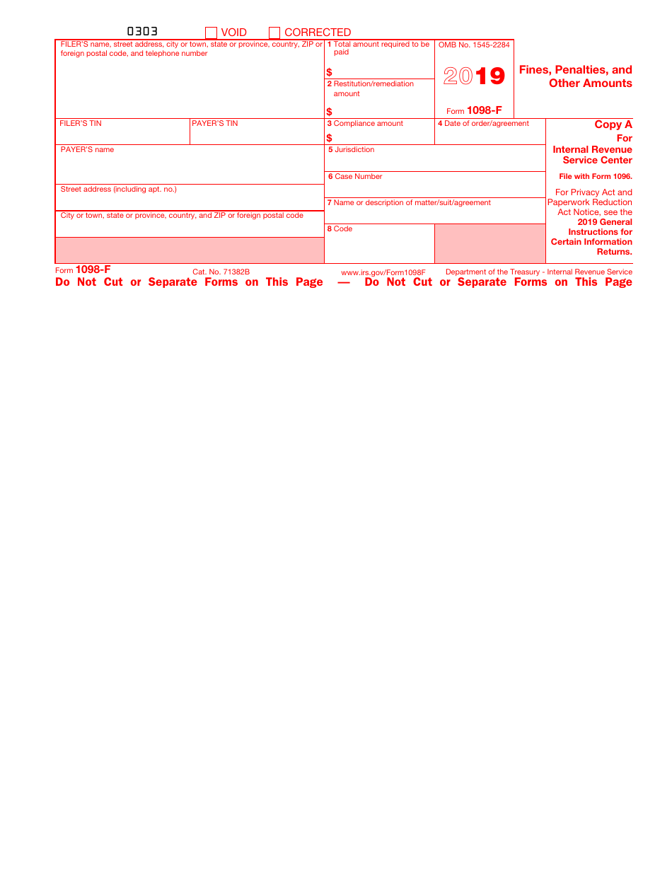 IRS Form 1098-F - 2019 - Fill Out, Sign Online and Download Fillable ...