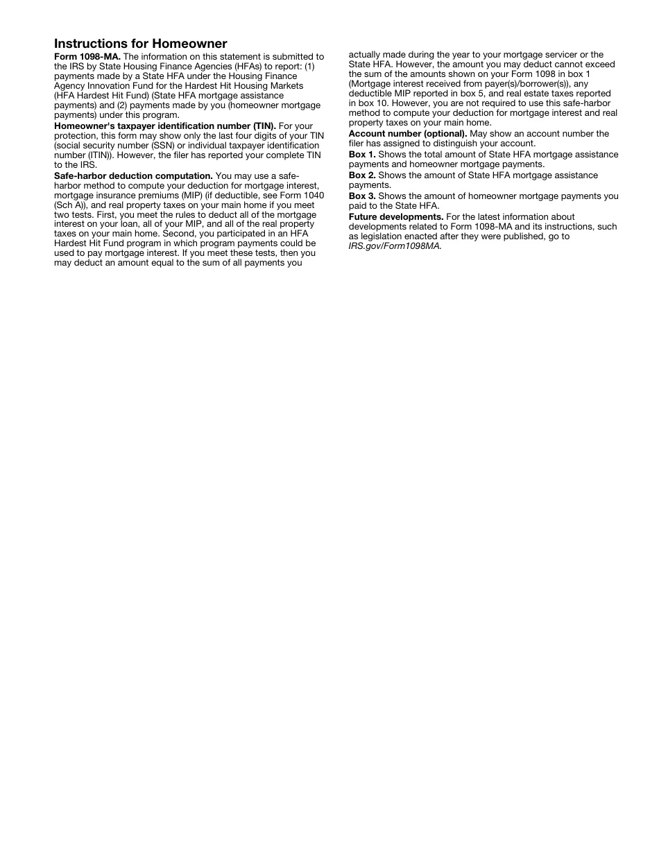 IRS Form 1098-MA Mortgage Assistance Payments, Page 3