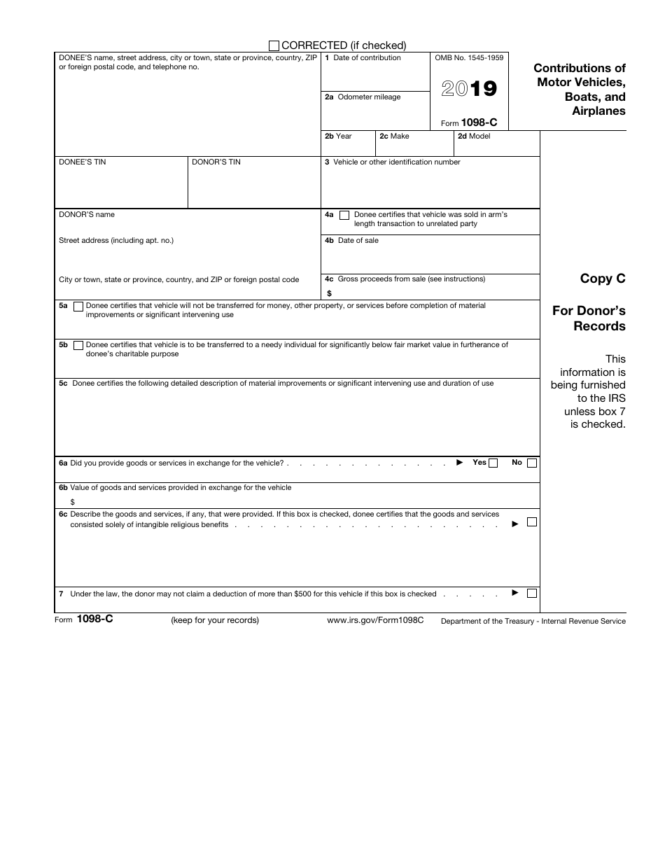 IRS Form 1098-C Contributions of Motor Vehicles, Boats, and Airplanes, Page 3