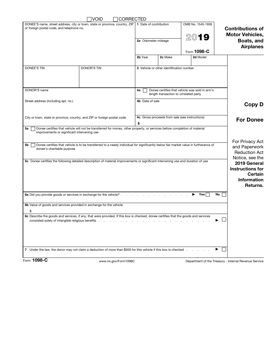 IRS Form 1098-C Contributions of Motor Vehicles, Boats, and Airplanes, Page 5