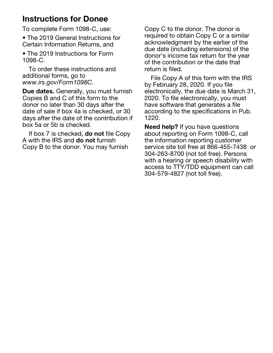 IRS Form 1098-C Contributions of Motor Vehicles, Boats, and Airplanes, Page 6