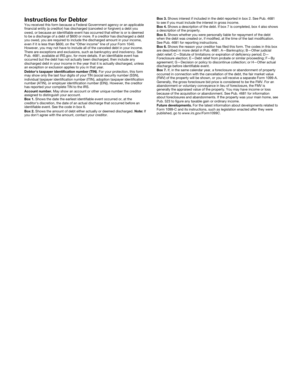 IRS Form 1099-C Cancellation of Debt, Page 4