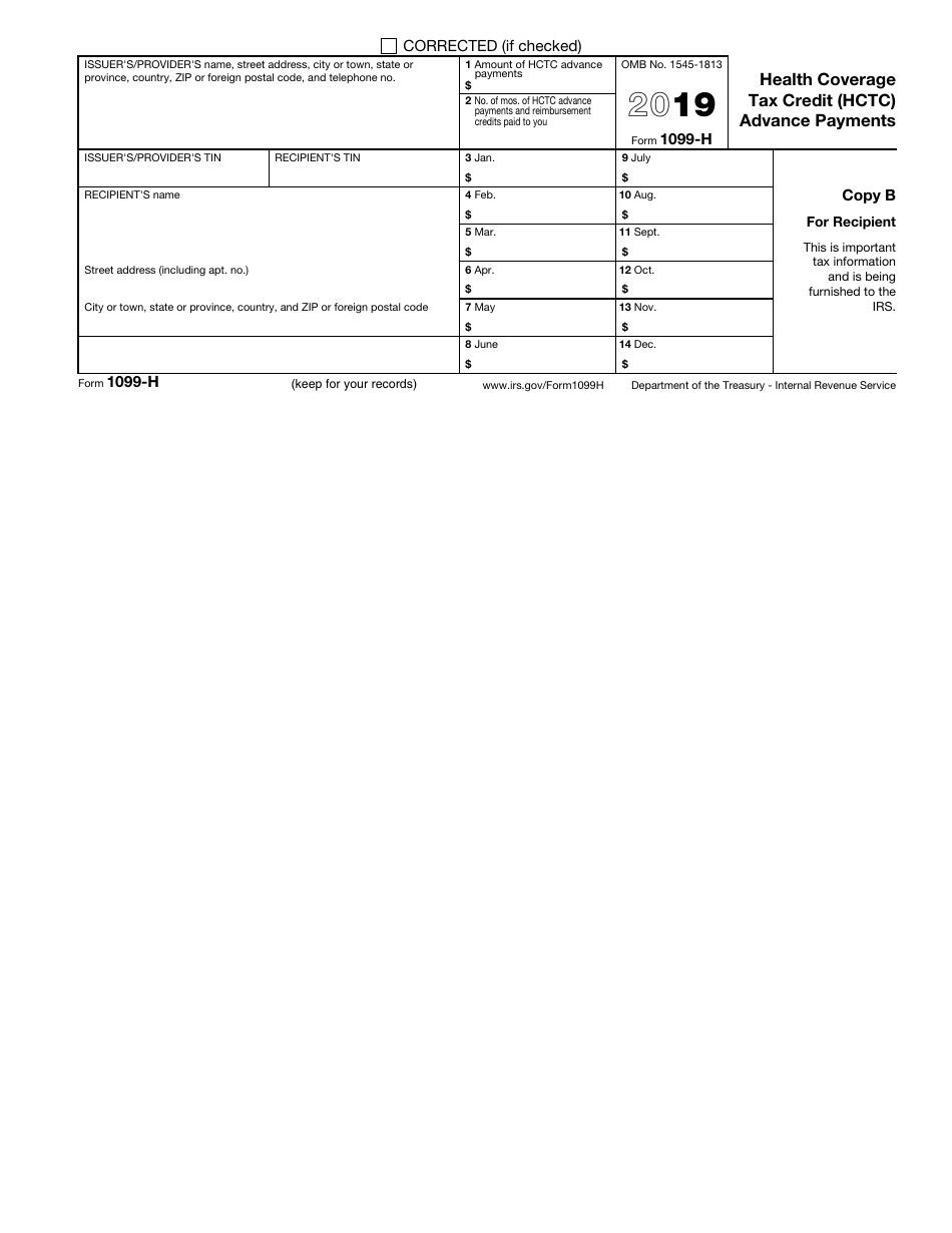 IRS Form 1099-H - 2019 - Fill Out, Sign Online and Download Fillable ...