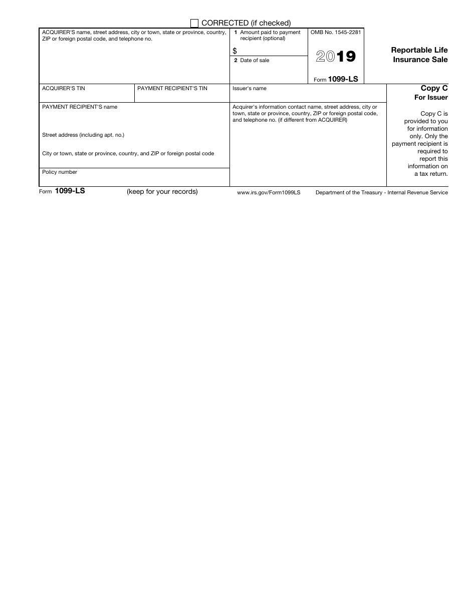 IRS Form 1099-LS - 2019 - Fill Out, Sign Online and Download Fillable ...