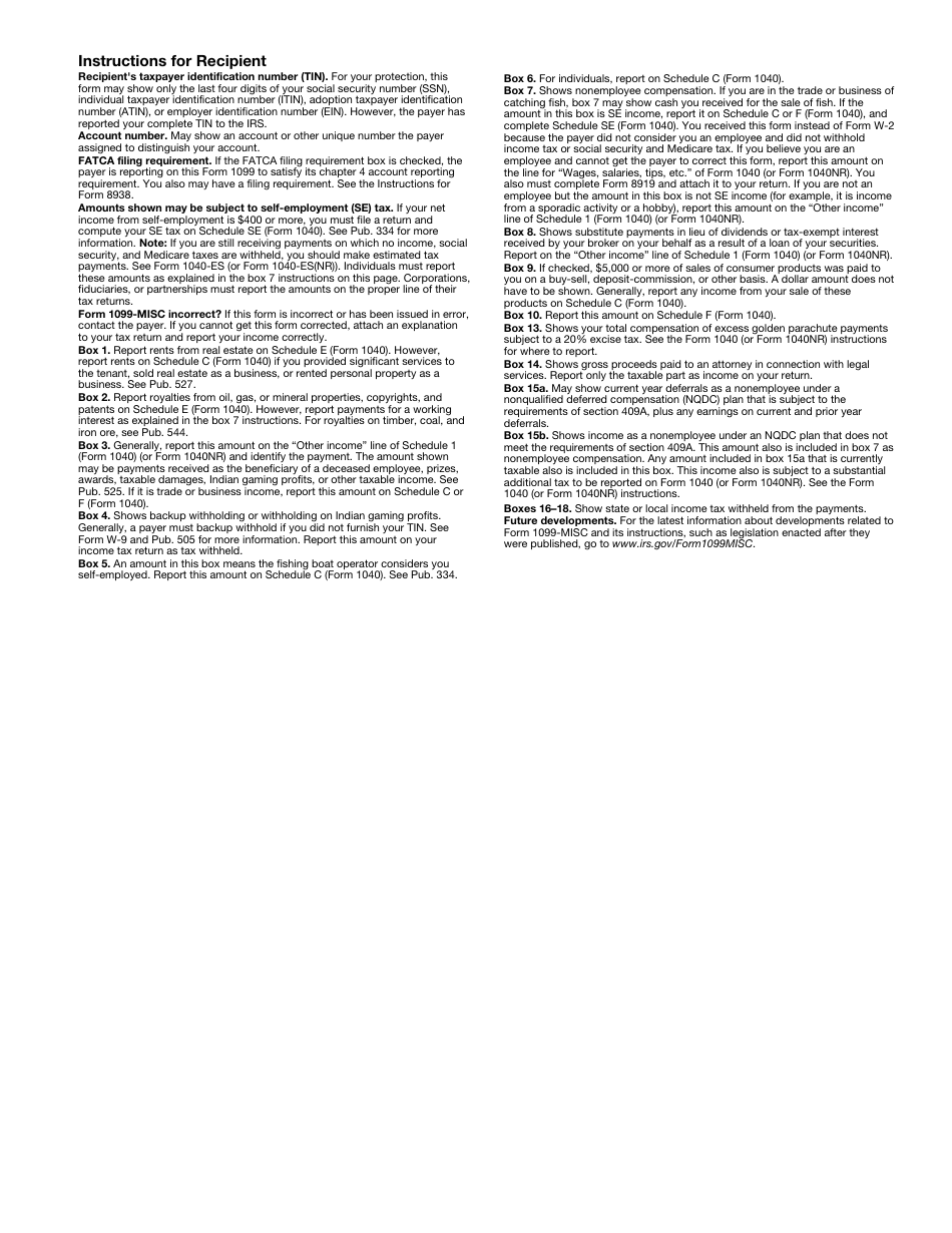 IRS Form 1099-MISC Miscellaneous Income, Page 5