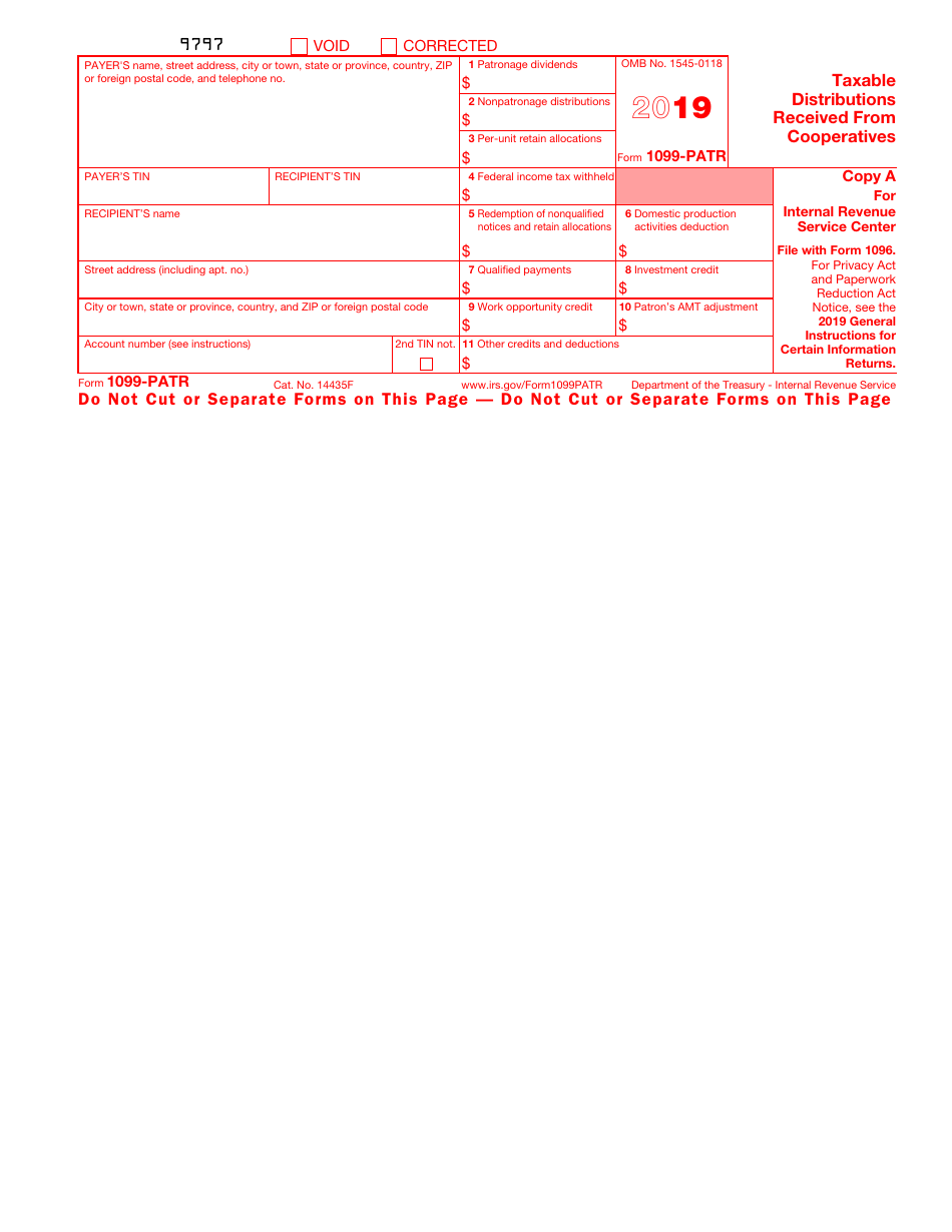 IRS Form 1099-PATR Taxable Distributions Received From Cooperatives, Page 2