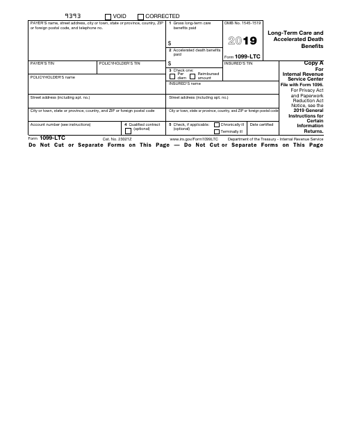 IRS Form 1099-LTC 2019 Printable Pdf