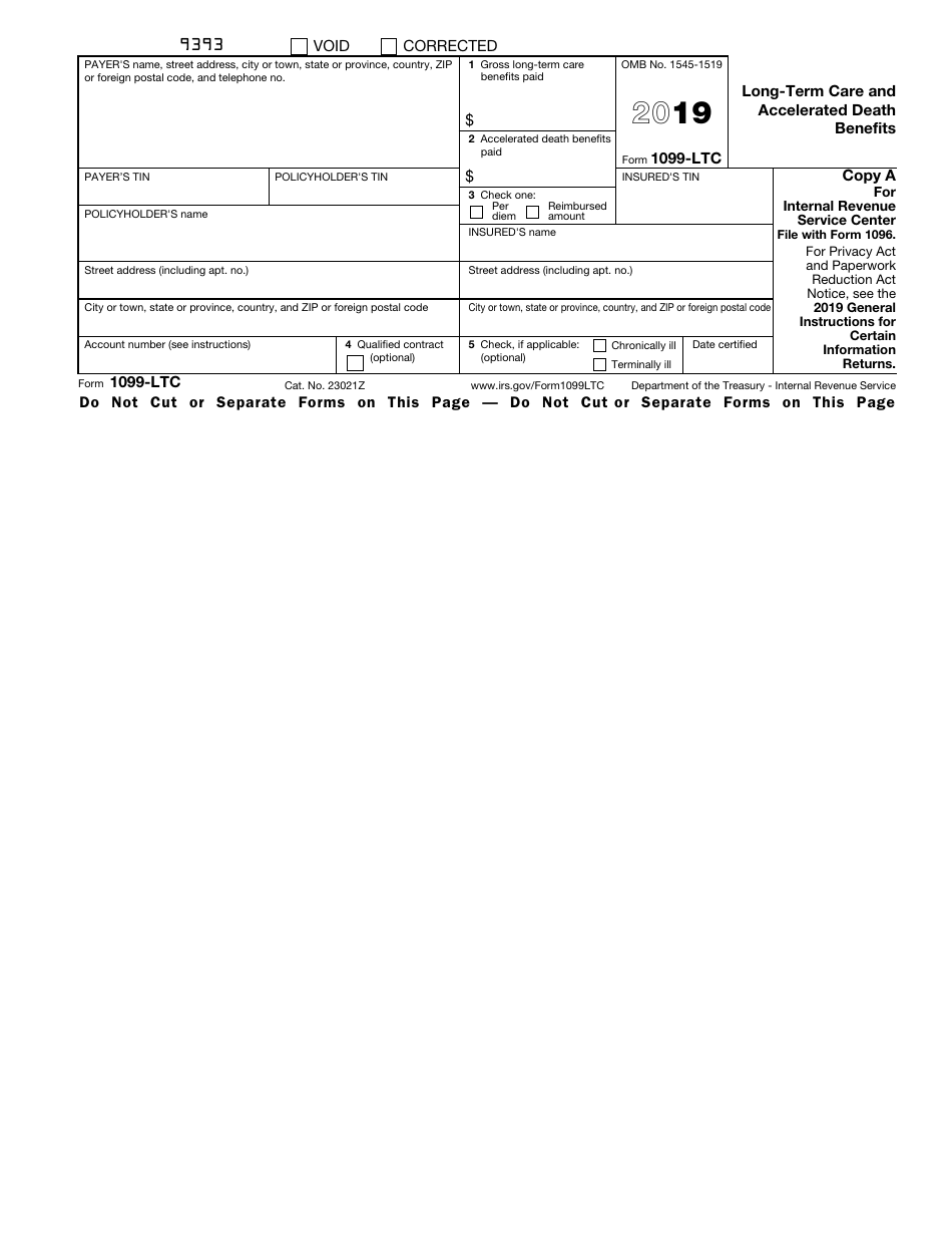 IRS Form 1099-LTC Long-Term Care and Accelerated Death Benefits, Page 1