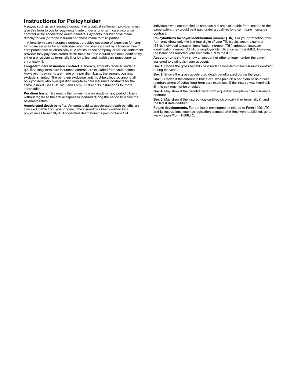 IRS Form 1099-LTC Long-Term Care and Accelerated Death Benefits, Page 3