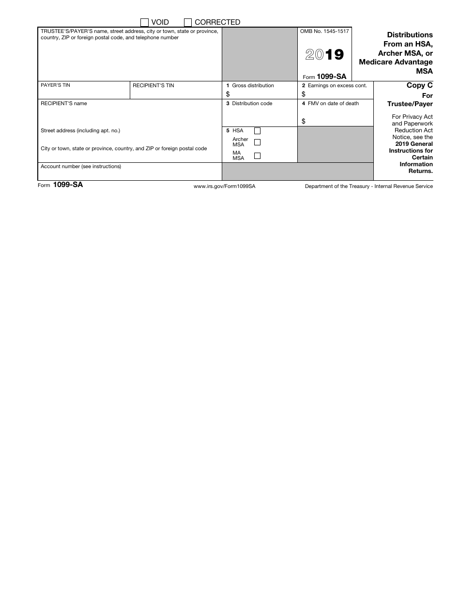 IRS Form 1099-SA - 2019 - Fill Out, Sign Online and Download Fillable ...