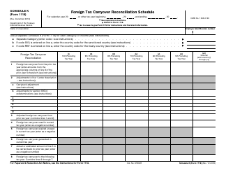 IRS Form 1118 Schedule K Foreign Tax Carryover Reconciliation Schedule
