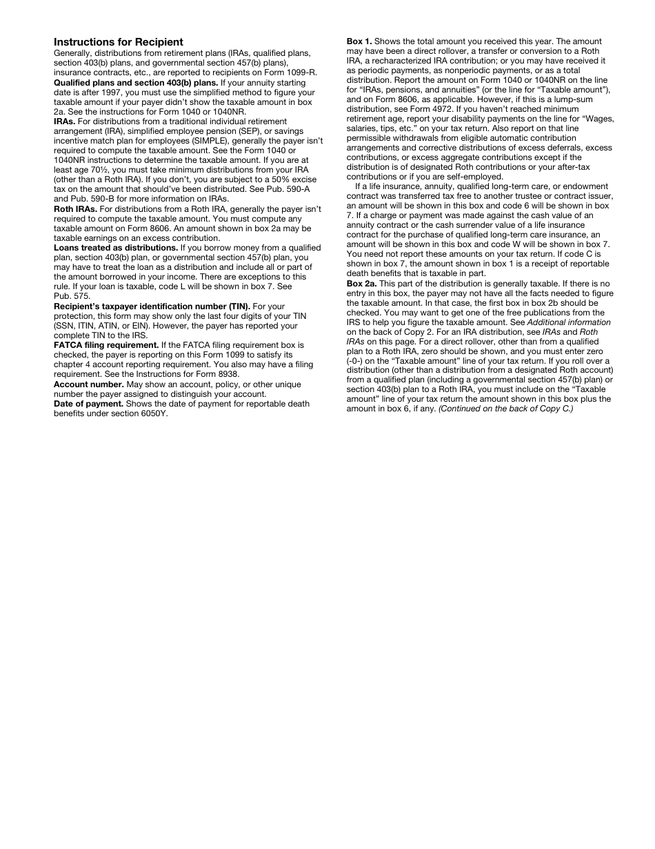 IRS Form 1099-R Distributions From Pensions, Annuities, Retirement or Profit-Sharing Plans, IRAs, Insurance Contracts, Etc., Page 5