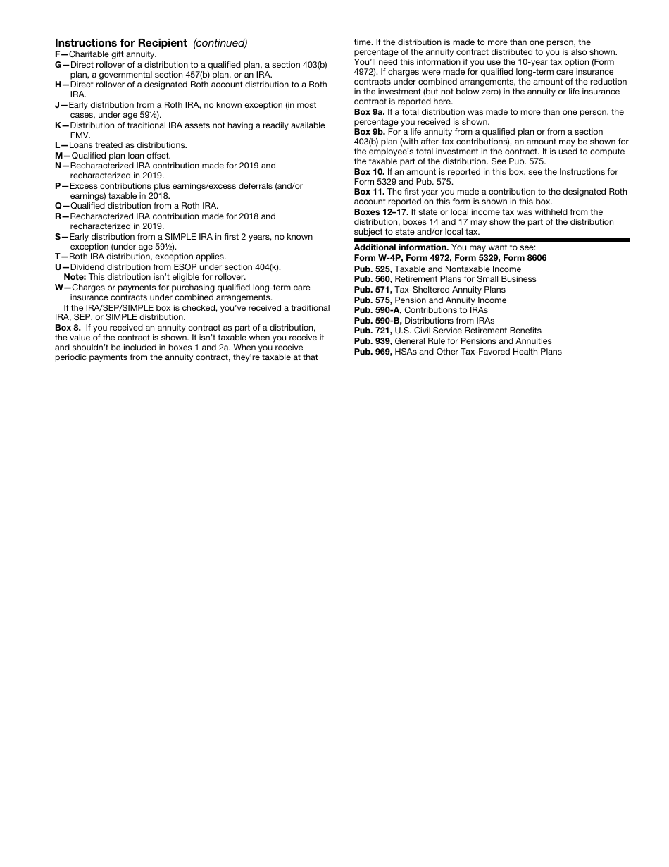 IRS Form 1099-R Distributions From Pensions, Annuities, Retirement or Profit-Sharing Plans, IRAs, Insurance Contracts, Etc., Page 9